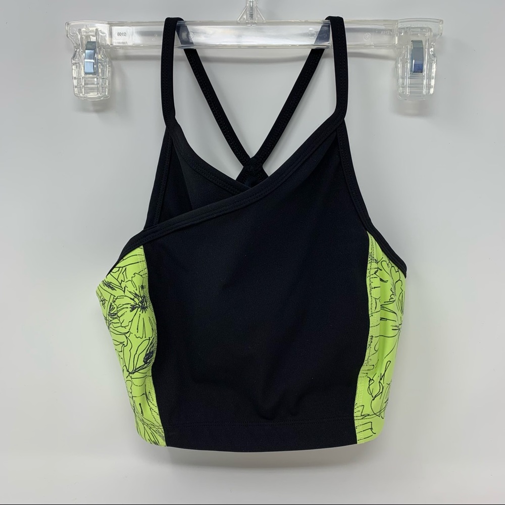 LOWEST Free People FP Movement NWOT Fired Up Sports Bra Top Floral Black Size S - Picture 2 of 7